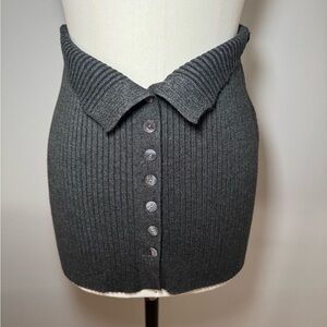 Finesse Gray Ribbed Mini Skirt